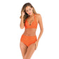 Lace-Up Halter Backless High-Waisted Swimsuit Split Printed Bikini Swimsuit, S, M, L, XL, XXL, XXXL