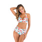 Lace-Up Halter Backless High-Waisted Swimsuit Split Printed Bikini Swimsuit, S, M, L, XL, XXL, XXXL