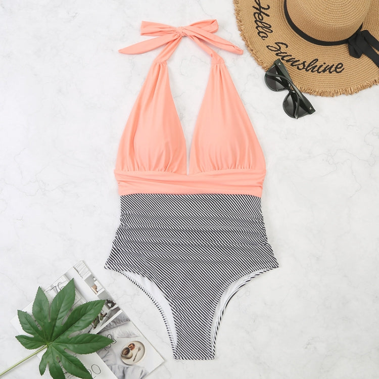 Summer One-piece Backless Lace-Up Ladies Swimsuit Floral-print Halter Bikini, S, M, L, XL
