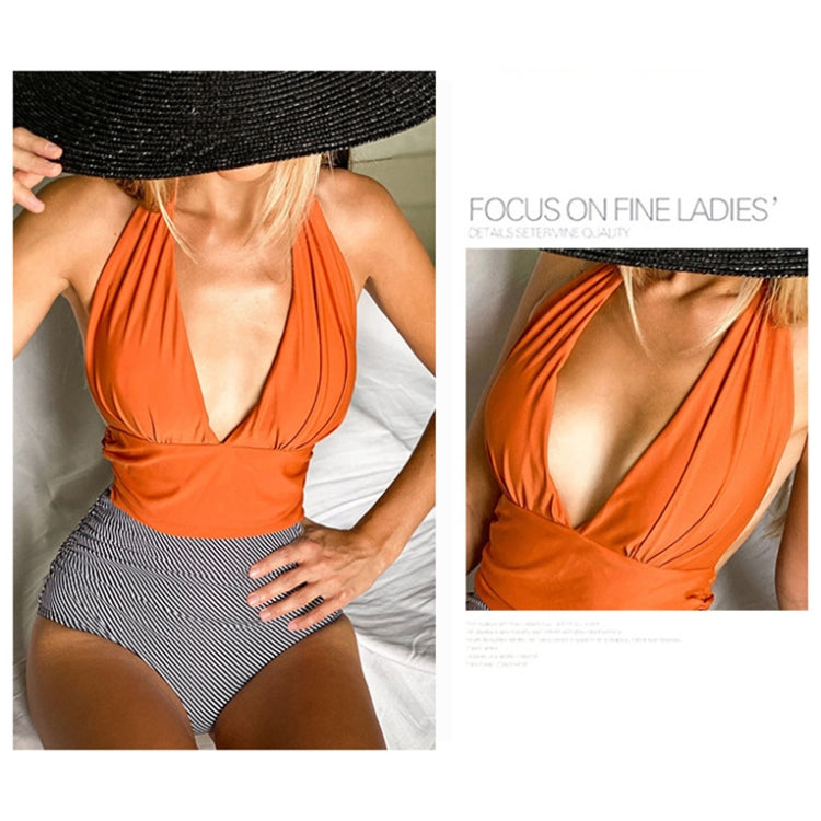 Summer One-piece Backless Lace-Up Ladies Swimsuit Floral-print Halter Bikini, S, M, L, XL