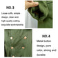 Green coat close-up: loose cuffs and round metal buttons on front panel