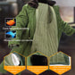Green long quilted cotton coat with hood, windproof design, thick insulation padding