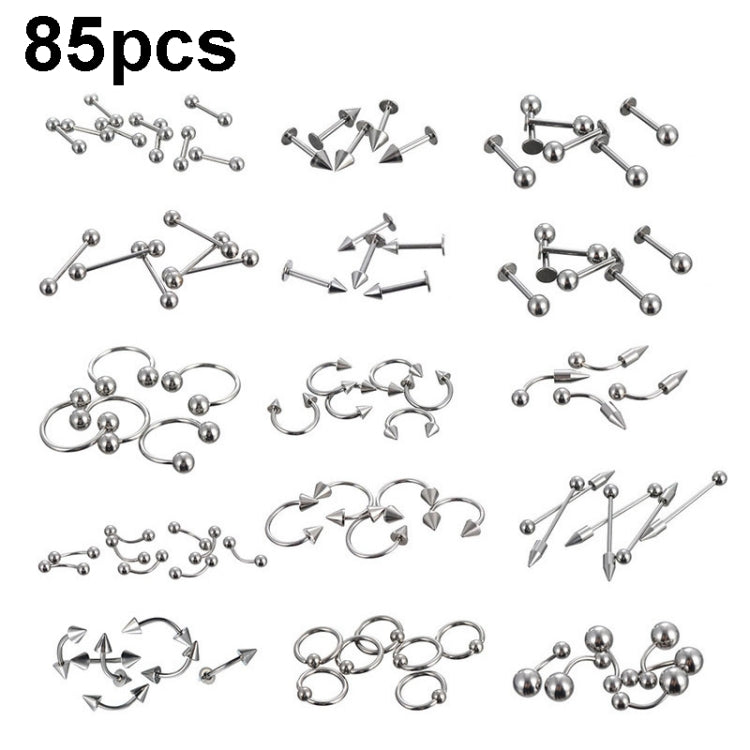 Stainless steel piercing stud and ring set, multiple body jewelry pieces