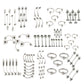 Stainless steel body piercing starter kit with barbells, curved studs, and rings