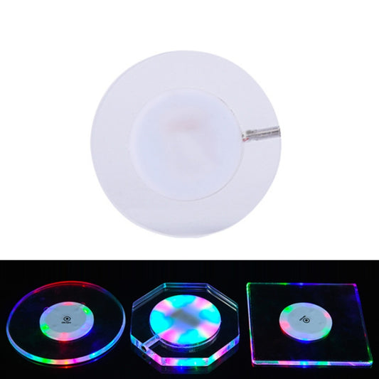 LED Light Up Acrylic Coaster Transparent Crystal Base, 100x4mm Round, 100x4mm Octagonal, 100x4mm Square
