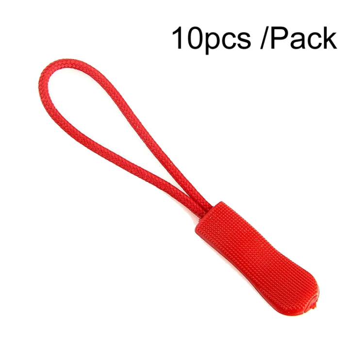 Red TPU zipper cord puller with looped strap and textured plastic slider tip