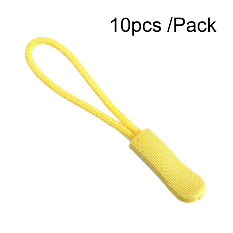Yellow TPU zipper cord puller with looped strap and textured plastic slider tip