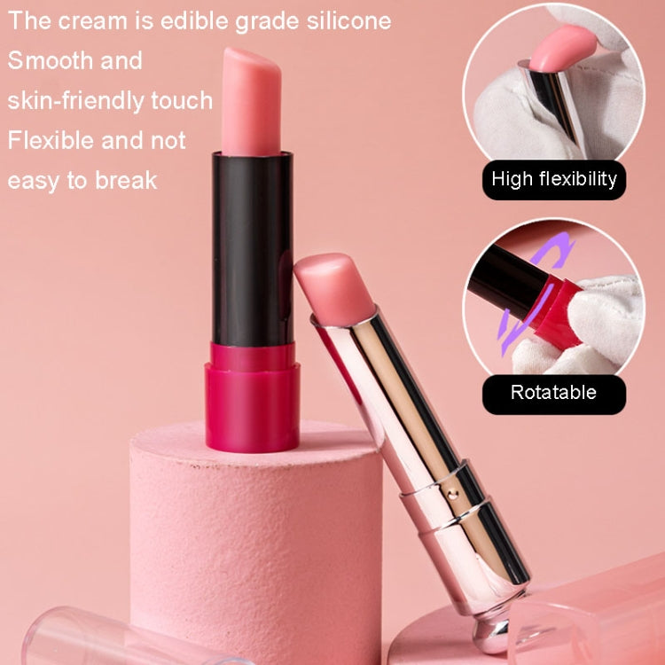Pink toy lipstick tubes with applicator brush and shiny golden collar