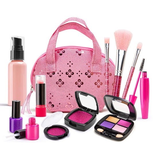 11pcs/set Girls Simulation Dressing Makeup Box Play House Non-toxic Cosmetics Set, Beautiful Makeup Bag 1164, Wave Dot Bag 1162, Shell Bag 1165, Graffiti Bag 1163, OPP Bag 1162A, OPP Bag 1163A, OPP Bag 1164A, OPP Bag 1165A
