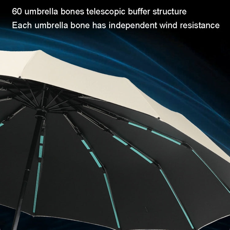 Black umbrella canopy with teal-trimmed ribs for reinforced wind resistance