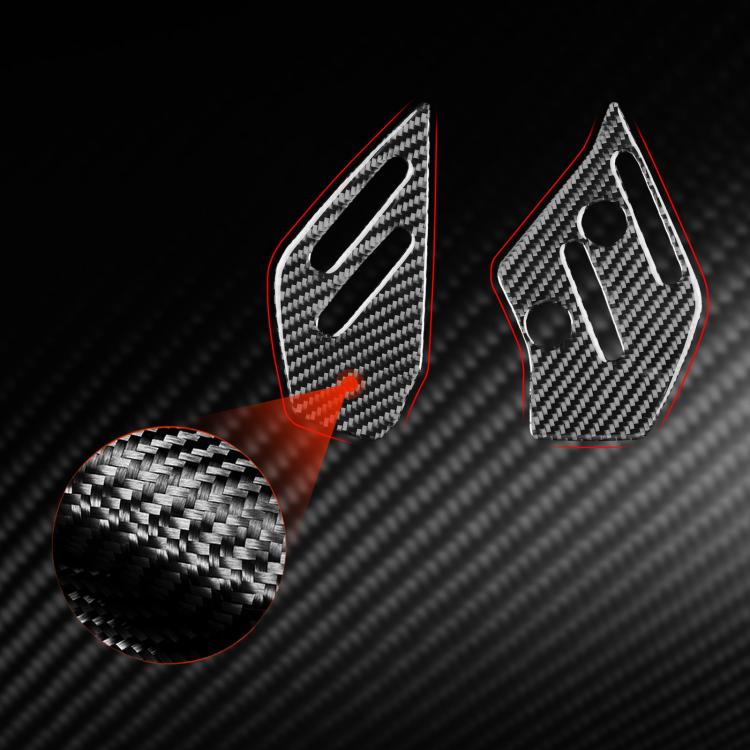 Red and black carbon-fiber footpad sticker set with two shield-shaped pieces