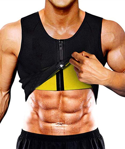 Men Fitness Corset Neoprene Sports Tummy Control Shapewear Zipper Tank Top Workout Wear, S, M, L, XL, XXL, 3XL, 4XL