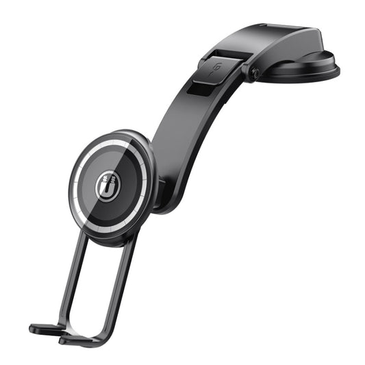Car air vent magnetic phone mount with circular magnetic plate, dark gray/black