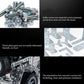 Metal assembly screws, nuts, and alloy plates close-up for building the off-road vehicle kit