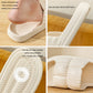 White EVA slippers close-up set, cushioned footbed and textured anti-slip outsole
