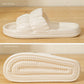 White EVA slide slippers with grooved outsole tread, slide-on comfort design