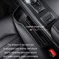 Black leather-look card slot with anti-shock pad at base and stitched dividers