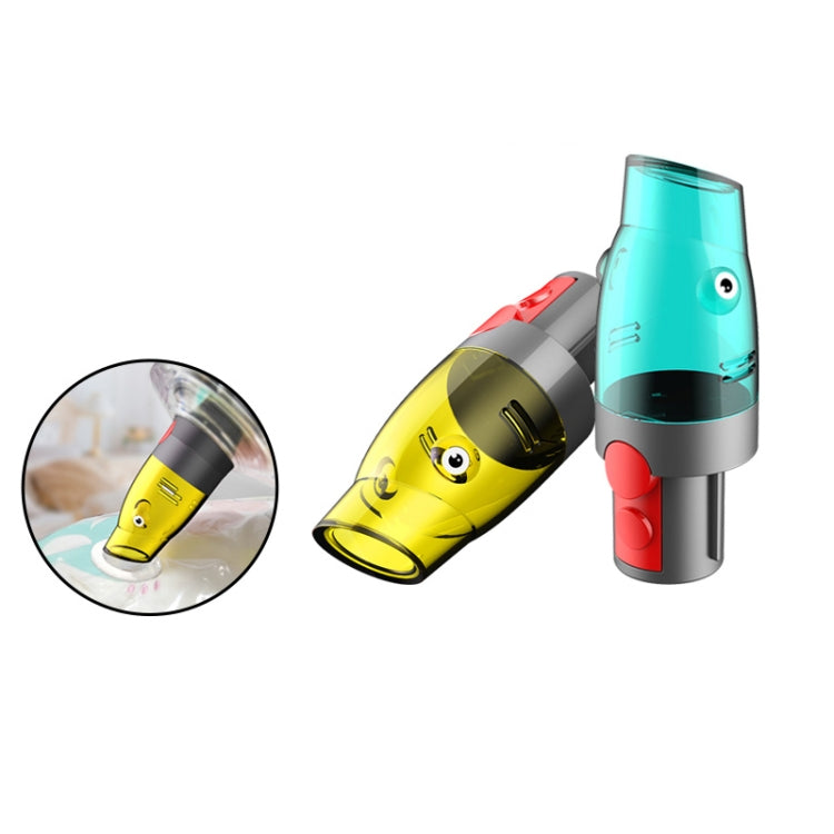 Yellow vacuum suction tip adapter with gray base and red release, shown angled