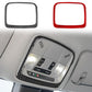 Car reading light frame trim stickers in black and red carbon-fiber, rounded rectangle