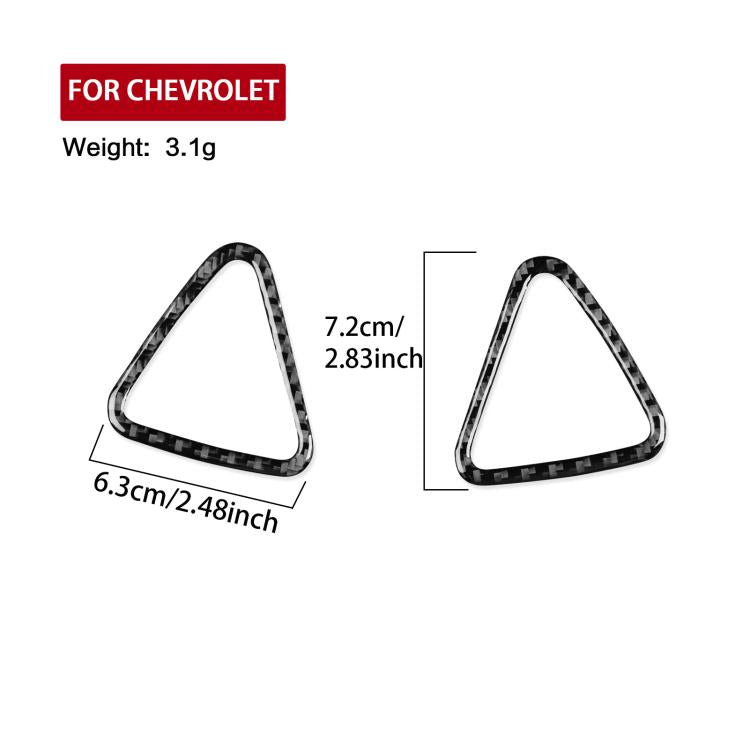 Two black triangular dashboard vent trim stickers with carbon-fiber pattern