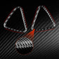 Two red triangular dashboard vent decorative stickers with carbon-fiber pattern