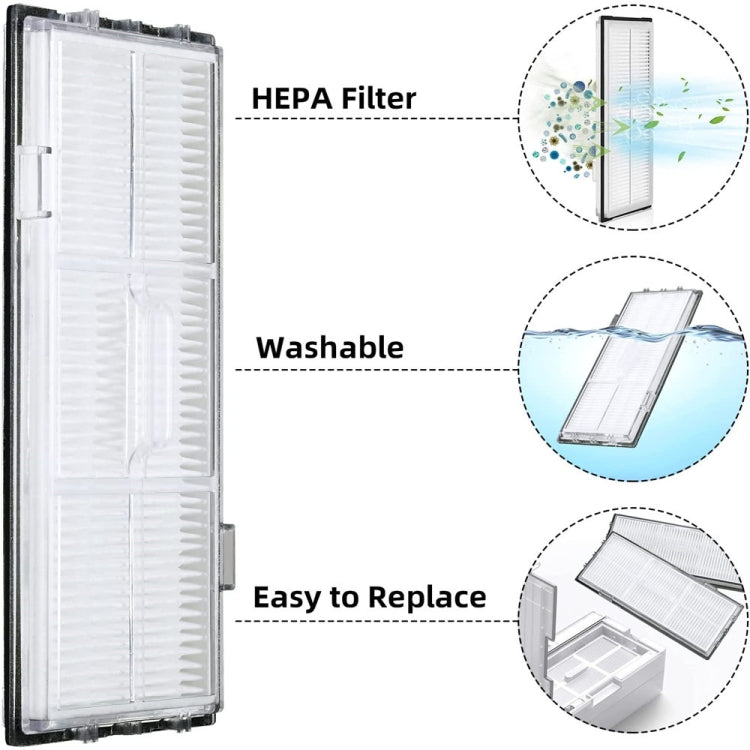 Washable replacement HEPA filter unit for robot vacuum in clear housing