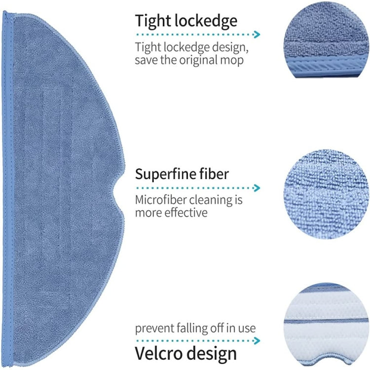 Blue microfiber mop pad cloth with curved edge and stitched texture