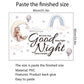 Wall sticker sheet featuring moon bear, floating balloons, clouds, and rainbow Good Night design