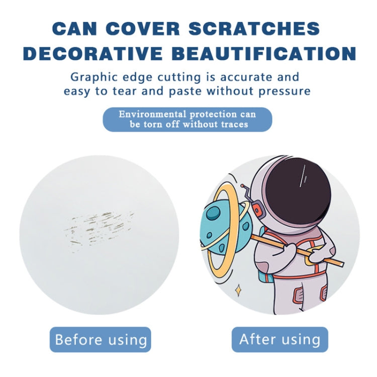 Astronaut glow sticker detail showing smooth surface without adhesive residue