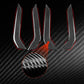 Carbon-fiber style door armrest decorative sticker set with red accent outlines.