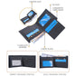 Men’s short wallet layout showing coin zipper and multiple card and note slots.