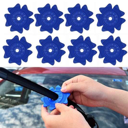 Blue universal wiper protective covers set, flower-shaped covers with center holes