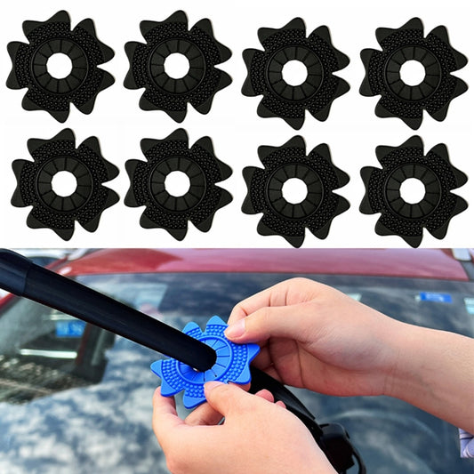 Black universal wiper protective covers set, flower-shaped covers with center holes