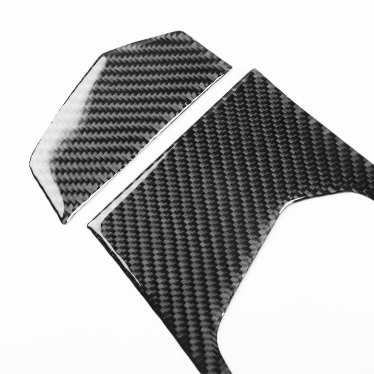 Carbon fiber dashboard trim stickers, black, two-piece curved cover set