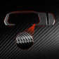 Carbon fiber dashboard trim stickers with red edging, black two-piece set