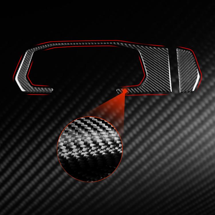 Carbon fiber dashboard trim stickers with red edging, black two-piece set