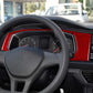 Red carbon fiber dashboard trim sticker set (2 pcs), framing instrument cluster area
