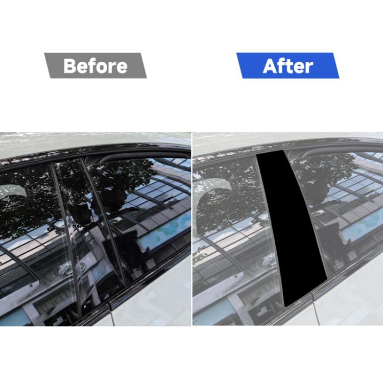 Black B-pillar decorative sticker applied to car window