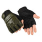 Children half-finger riding gloves, dark olive palm with black fingerless back