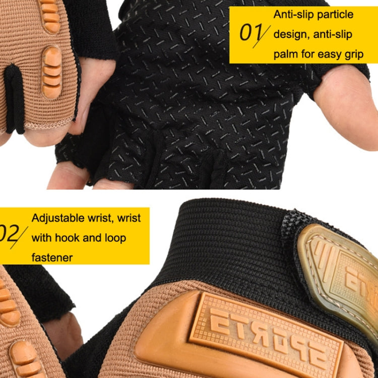 Children half-finger riding gloves, anti-slip palm texture and hook-loop wrist cuff