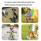 Outdoor training collage with children riding balance wheels, playing, and sports outdoors