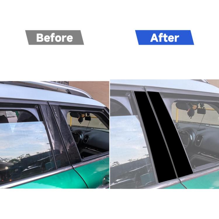 Black B-pillar decorative sticker set applied on car window pillar