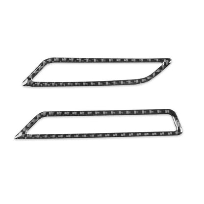 Black carbon-fiber look dashboard air outlet trim stickers, 2-piece set, left-hand drive