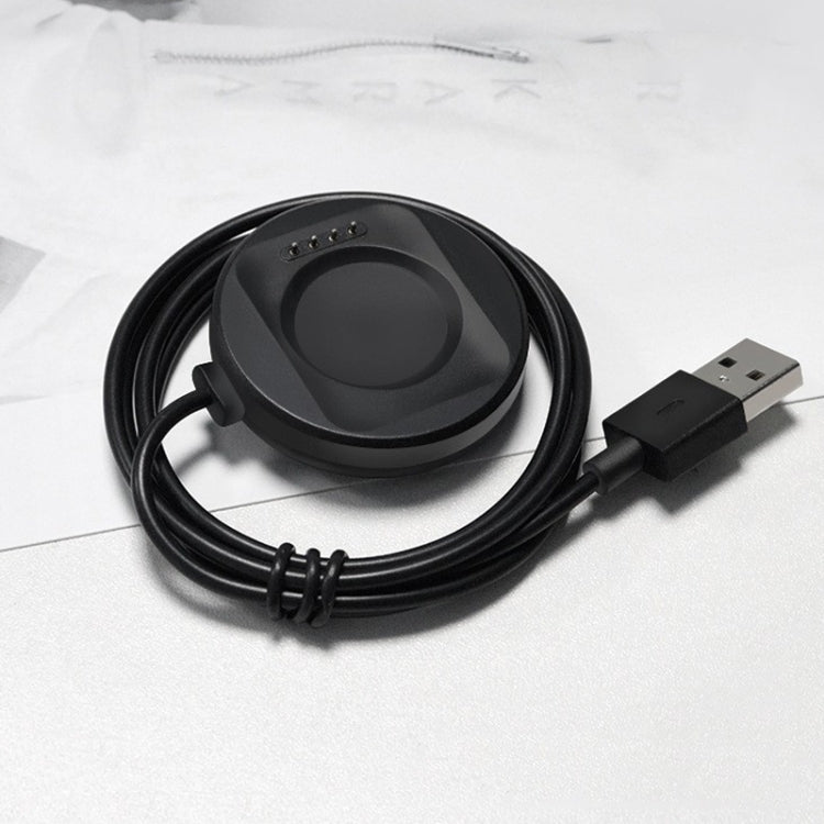 Black magnetic watch charger cable with USB plug and charging dock base