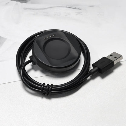 Black magnetic watch charger cable with USB plug and charging dock base