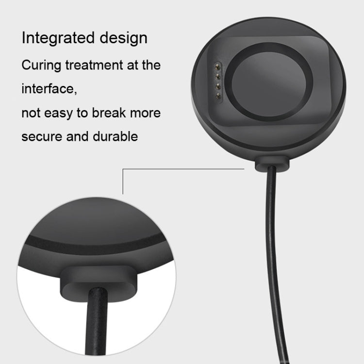 Black magnetic charging puck with integrated base and charging cable