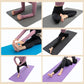 Thick NBR yoga mat with textured non-slip surface, shown in gray and purple.