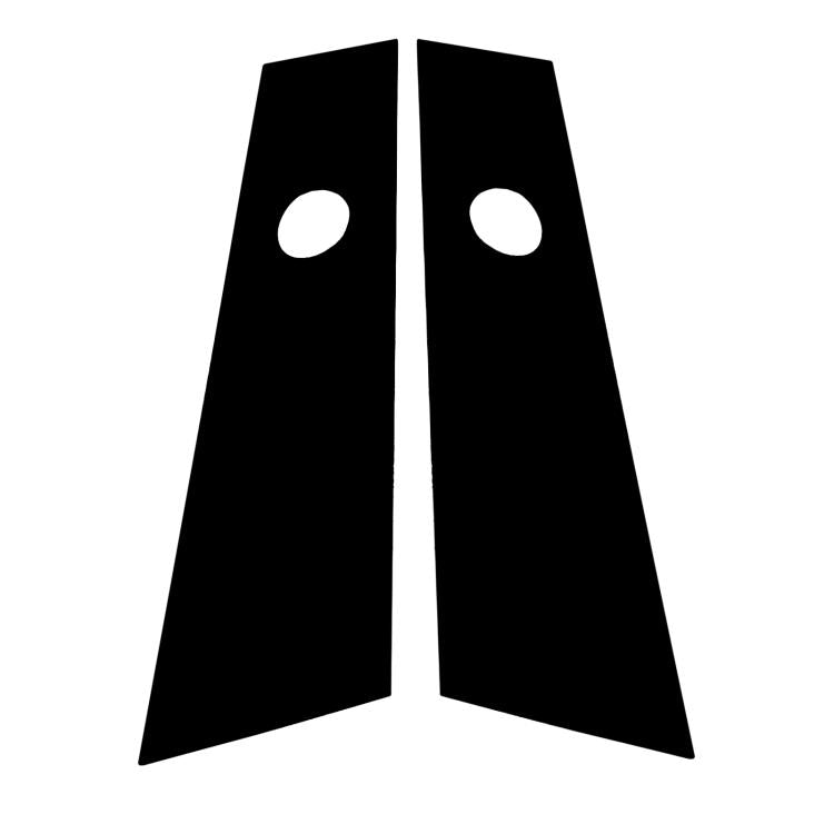 B-pillar decorative sticker set, black panels with round white cutouts