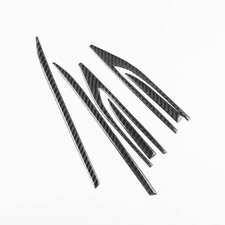 Black carbon-fiber fender stripe sticker set, 6 slim pieces