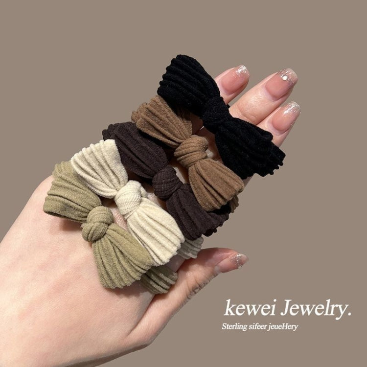 Bow stretch hair bands set in black, brown, and cream tones